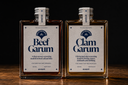 Avant House Provisions Beef Garum and Clam Garum bottles, navy-on-cream labels